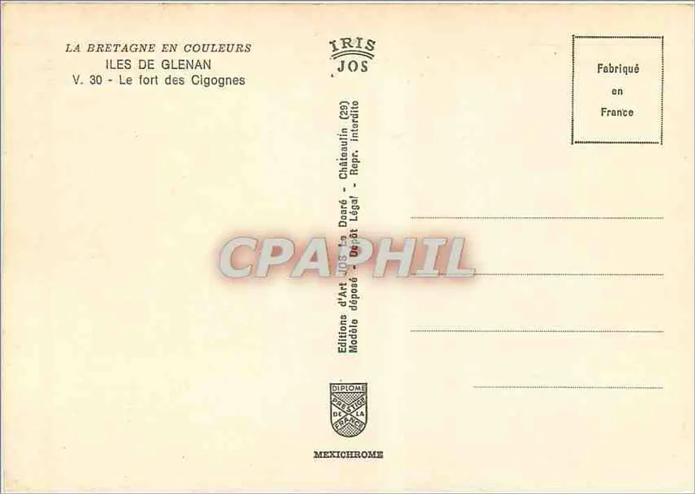 O forte das Cigognas — Ilhas de Glenan — Edições d'Art Jos, V. 30 - Verso