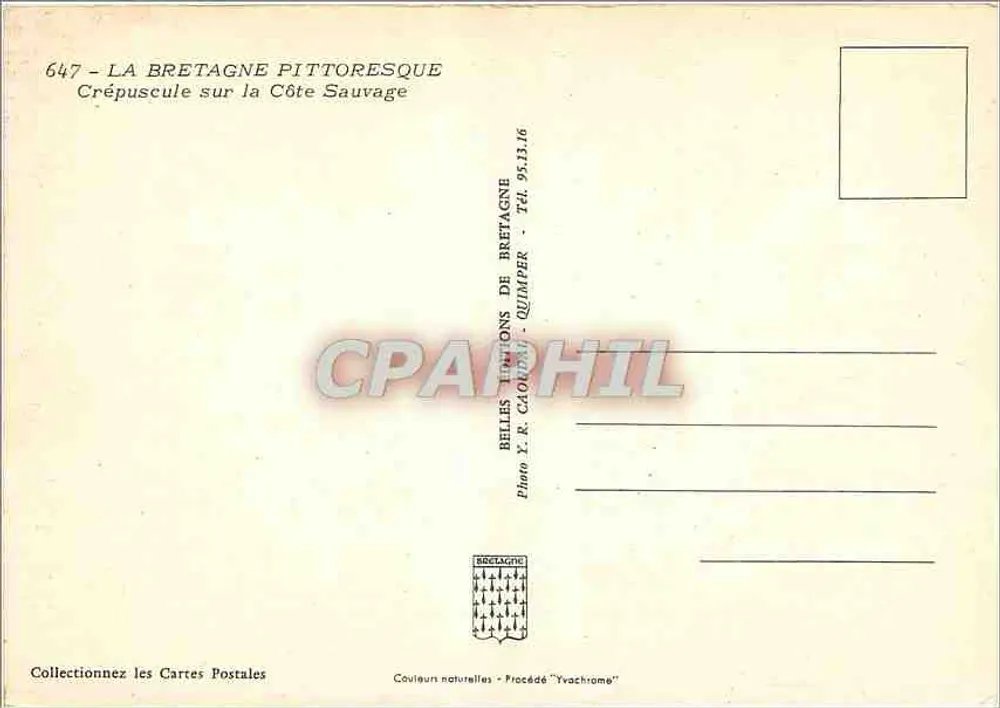Abenddämmerung an der Wilden Küste — 647 - Die malerische Bretagne — Belles Editions de Bretagne, Quimper - Rückseite