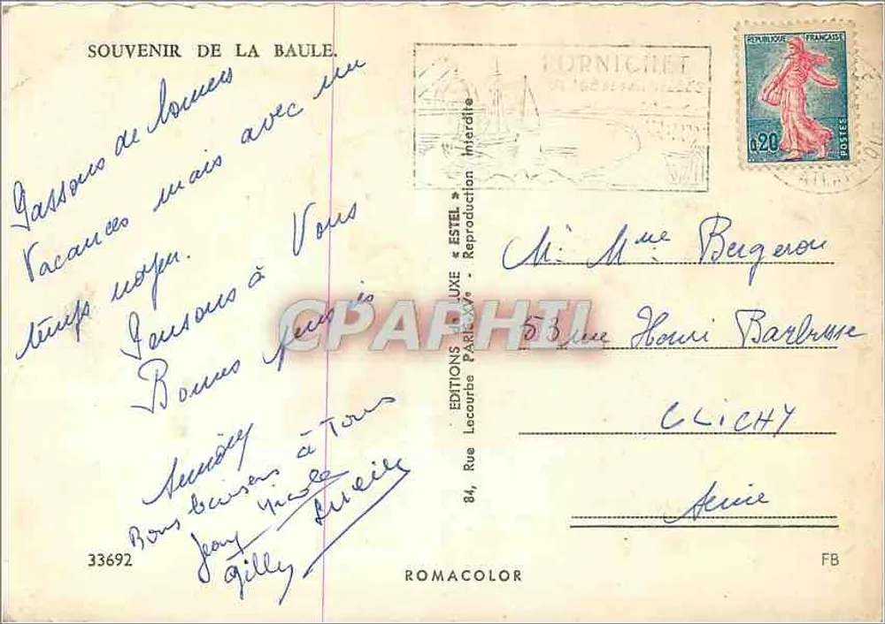 La Baule — Lembrete de La Baule — Edições Fornichet - Verso
