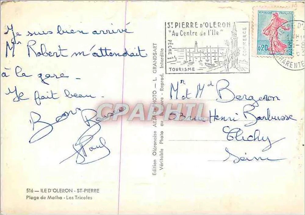 Praia de Matha — Les Tricoles — Edição Oleronaise - Verso