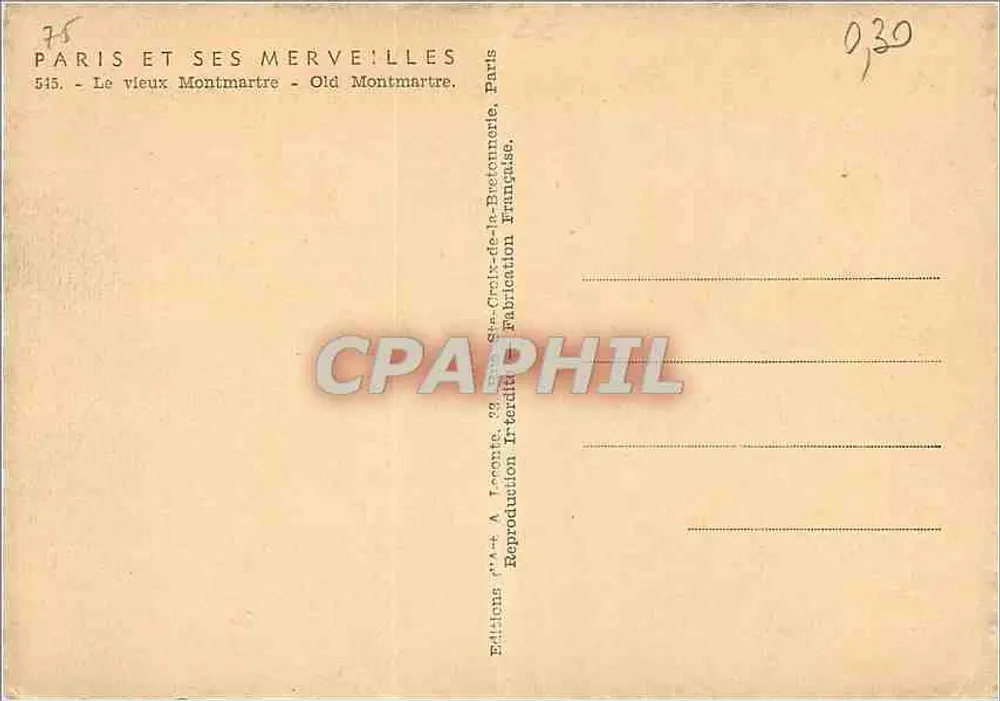 Heilig Hart van Montmartre — uitzicht vanuit een straatje — Uitgever Guy - Achterkant