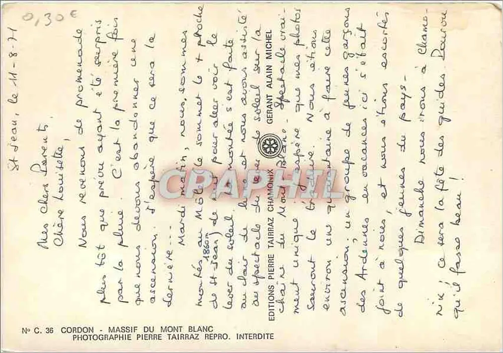 माउंट ब्लैंक के श्रेणी — पैनोरमिक दृश्य — फोटोग्राफी पियरे टेयर्राज़, नंबर C. 36 - पीछे
