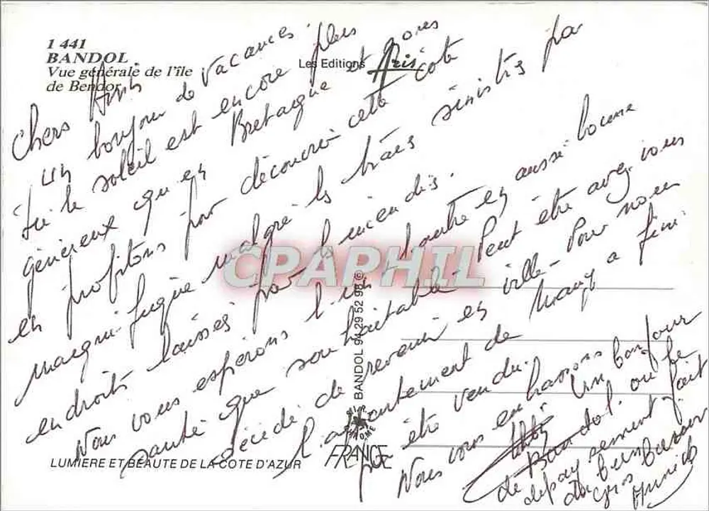 Bendor — Vista geral da ilha — Les Éditions Bandol - Verso