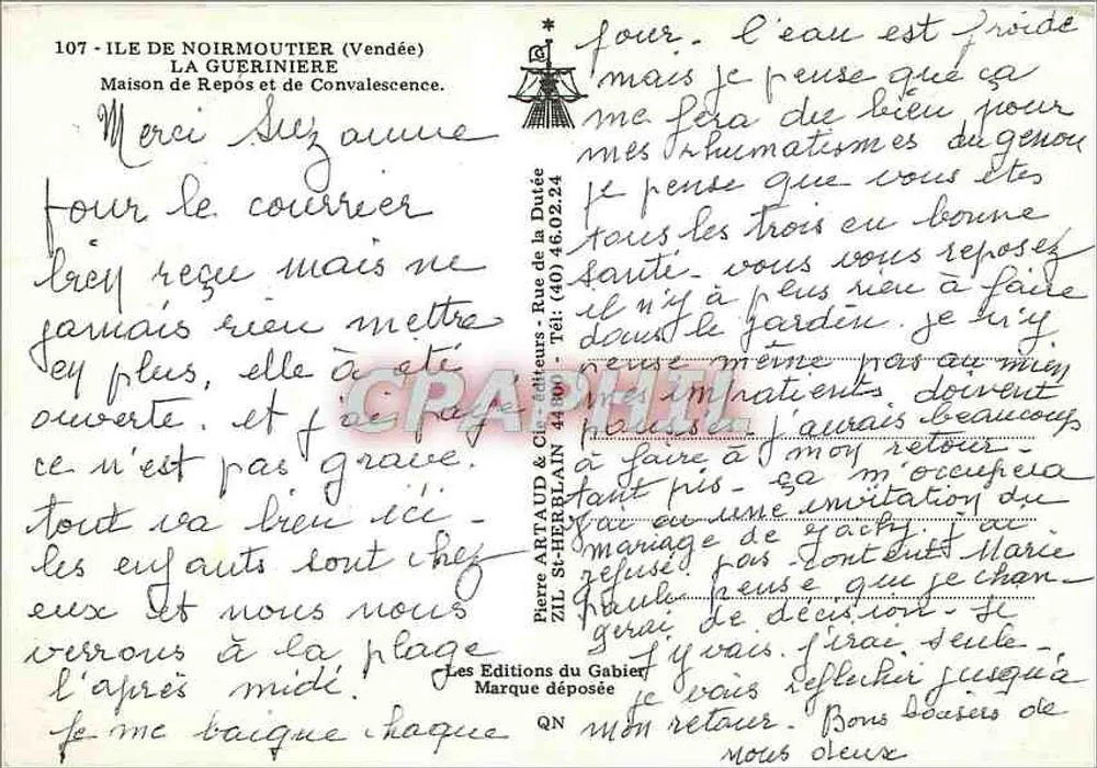 Insel Noirmoutier — Haus zur Erholung und Genesung — Les Editions du Gabier - Rückseite