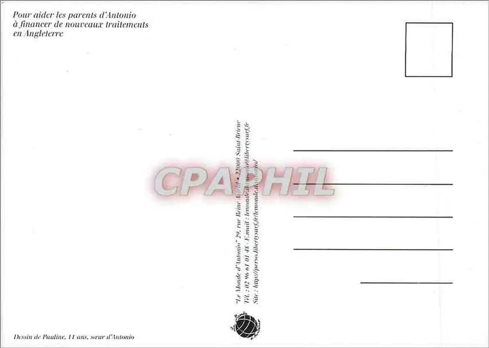 Gruppe von Personen um ein gelbes Auto — Zeichnung von Pauline Gil - Rückseite