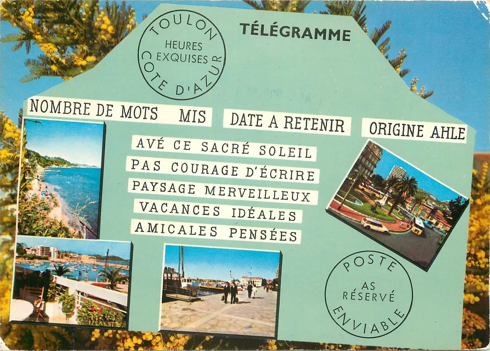 Toulon - Côte d'Azur — Telegrame com texto impresso e fotos — Éditions Mont Faron - Frente