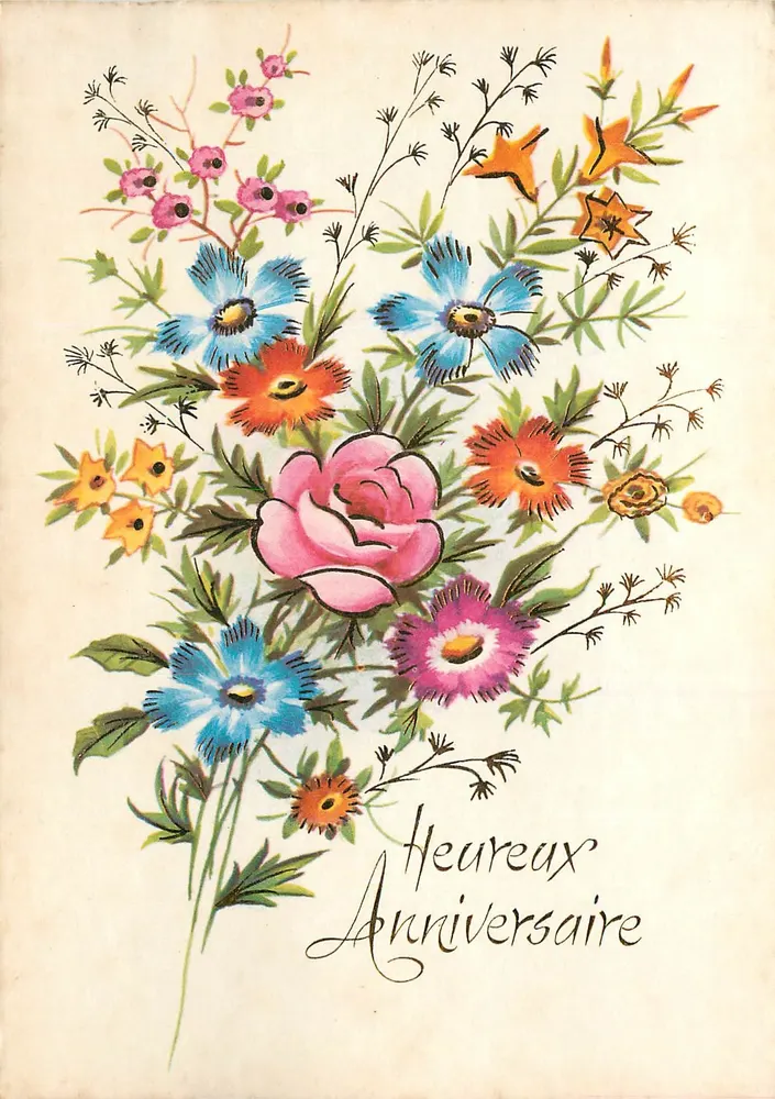 रंगीन फूलों का बूंद — खुशी का जन्मदिन — एम.डी. पेरिस, श्रृंखला संख्या 5137 - आगे