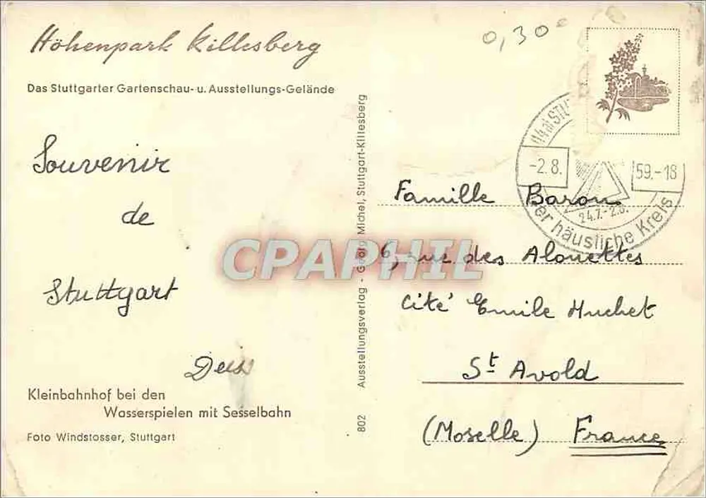 Höhenpark Killesberg — Lembrança de Stuttgart — Ausstellungsverlag - Verso