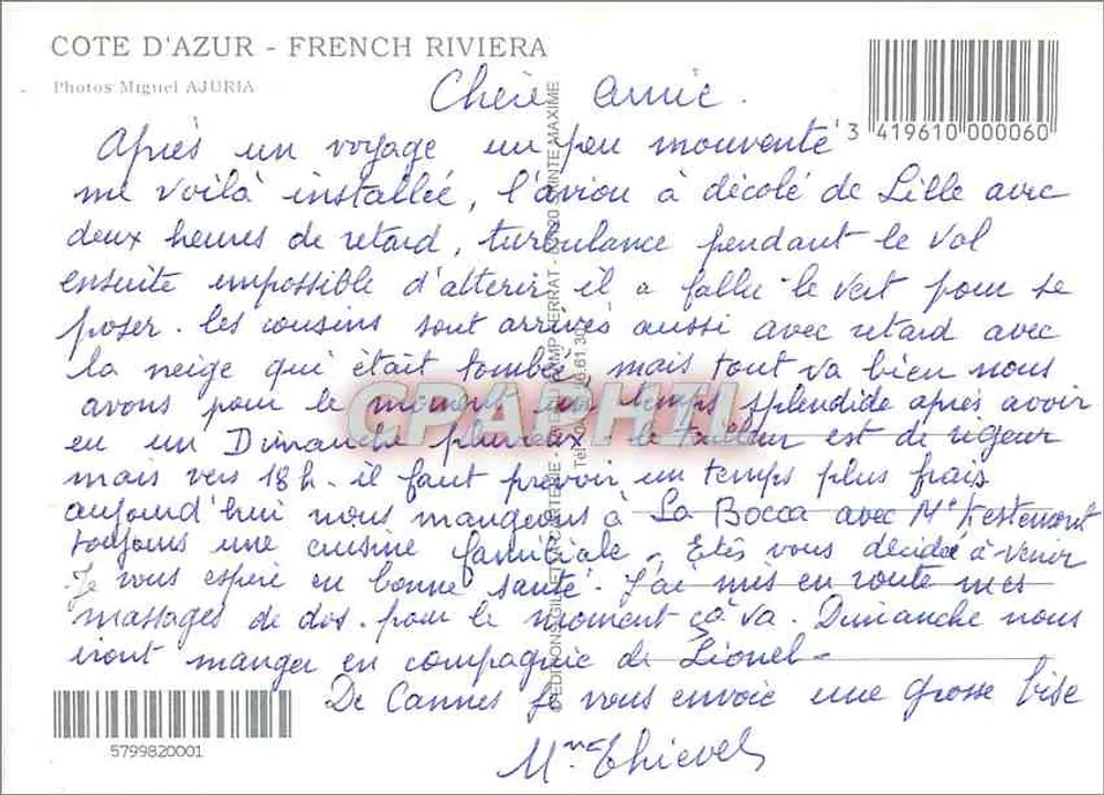 Costa do Azul — Riviera Francesa — coleção de 10 cidades — editor desconhecido - Verso