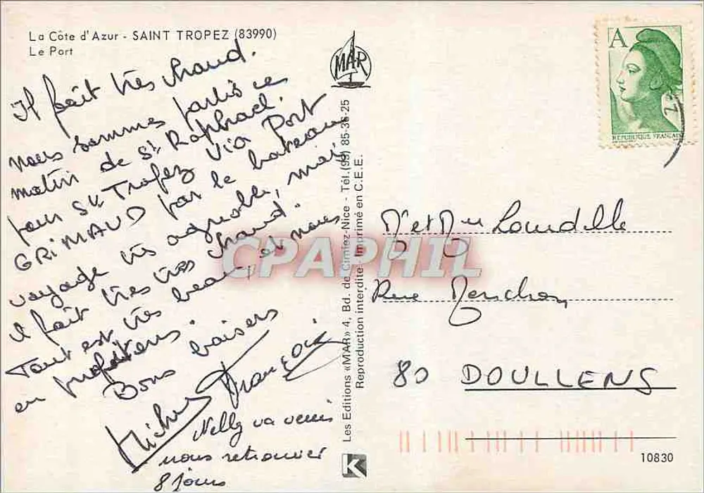 Saint-Tropez — Côte d'Azur — Éditeur MAR, n° 10830 - Achterkant