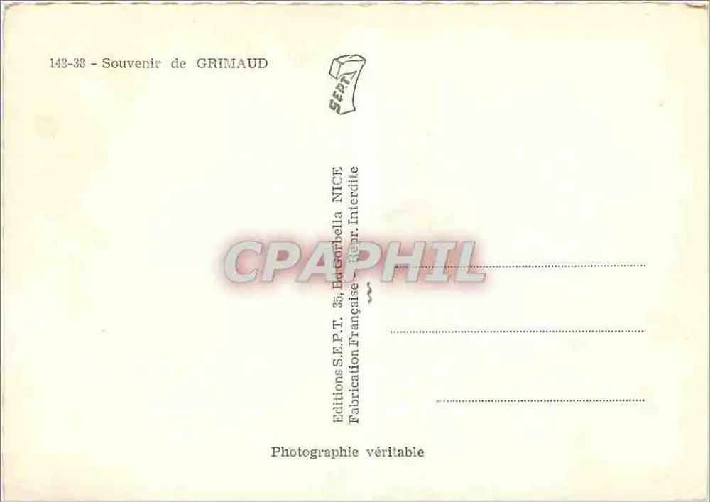 Grimaud — Souvenir de GRIMAUD — Éditions S.E.P.T. NICE - Verso