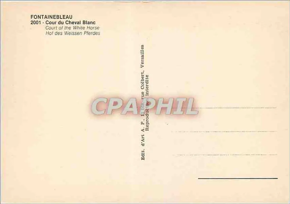 Kasteel van Fontainebleau — Hof van het Witte Paard — Uitgave A.P. 2001 - Achterkant
