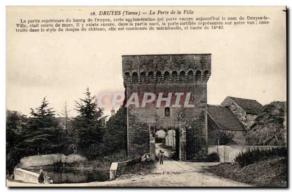 Druyes (Yonne) — A Porta da Cidade — J.-B., Sens - Frente