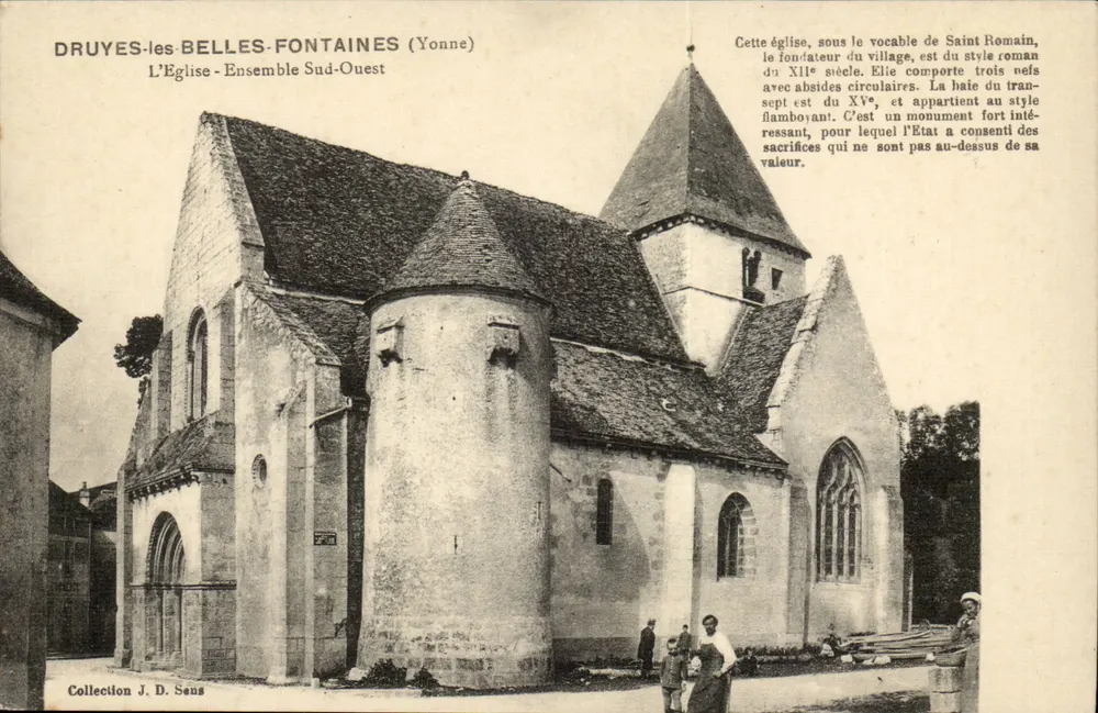 Druyes-les-Belles-Fontaines (Yonne) — L'Église - Ensemble Sud-Ouest — Collection J. D. Sans - Recto