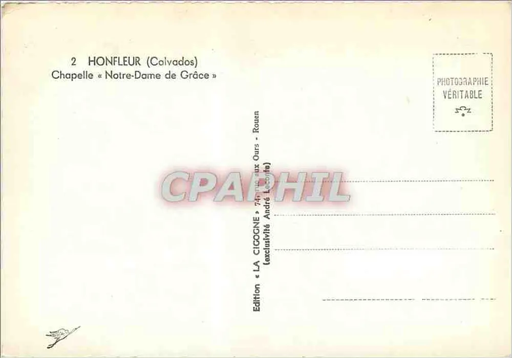 Honfleur (Calvados) — Capela « Nossa Senhora da Graça » — Edição « A Coruja » - Verso