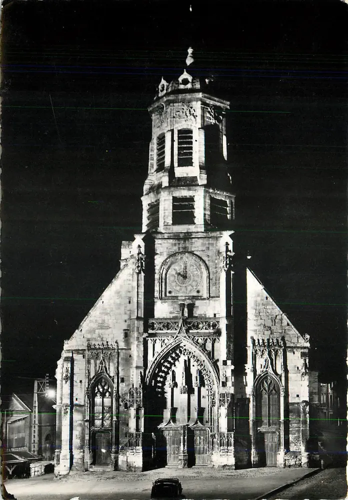 Honfleur (Calvados) — A Igreja de São Leão (portal do século XVI), à noite — Cliché B. MULOT, Honfleur - Frente