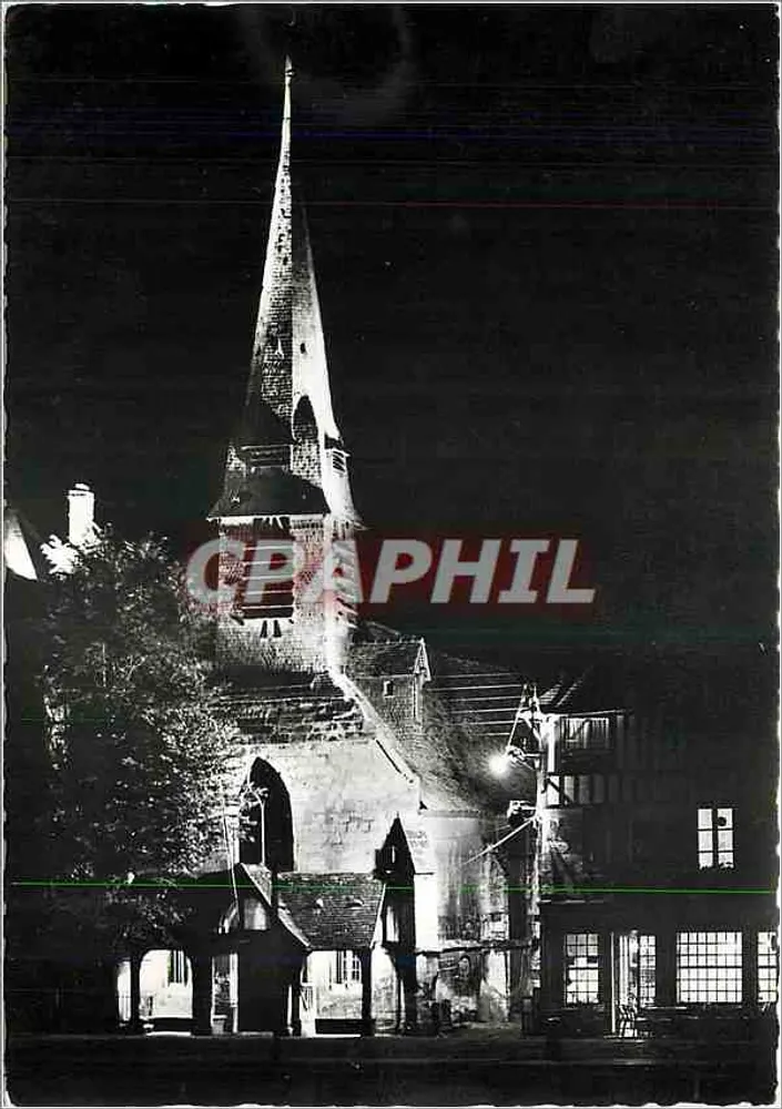 Honfleur (Calvados) — L'ancienne église Saint-Etienne, la nuit — cliché B. MULOT - Recto