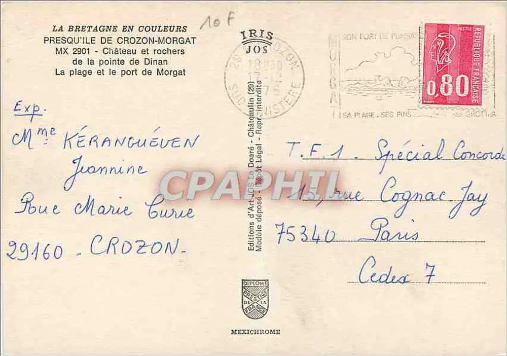 Morgat = Crozon — Ponta de Dinan — Éditions d'Art Jos - Castelo de Dinan - Verso
