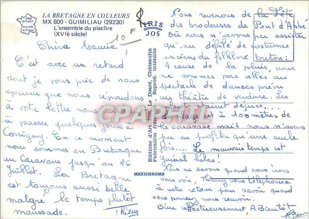 Guimiliau — Igreja e calvário — Éditions d'Art Jos, Le Dorat - Verso