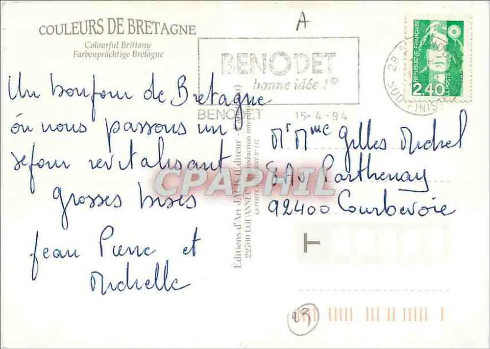 La Côte ... En Bretagne — An Aod ... E Breizh — Wydawnictwo Sztukowe J.-D. Benodet - Rewers
