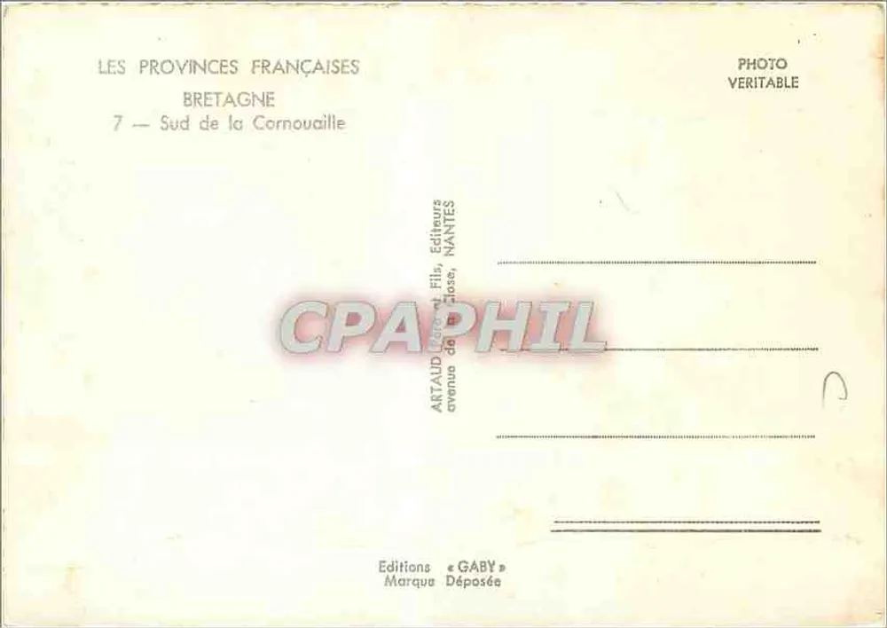 A Bretanha — Sul da Cornualha — Edições Gaby, Nantes - Verso
