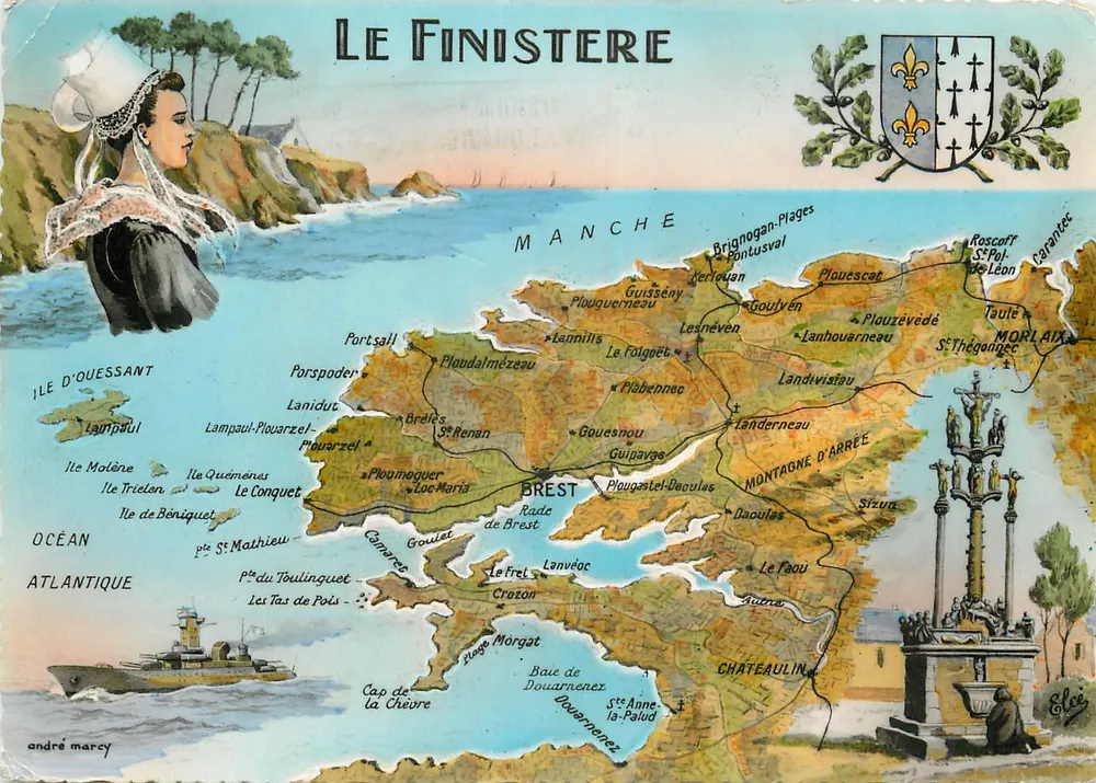 O Finistère — carta postal ilustrada — André Marcy - Frente