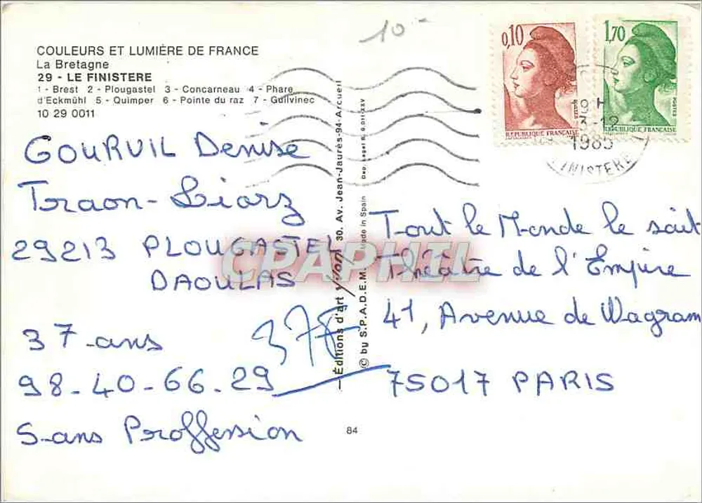 Le Finistère — 29 — Edições de Arte Yvon - Verso