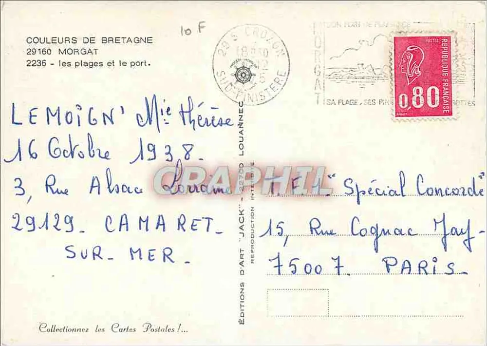 Presqu'île de Crozon — Morgat — Edições de Arte 'Jack' - Verso