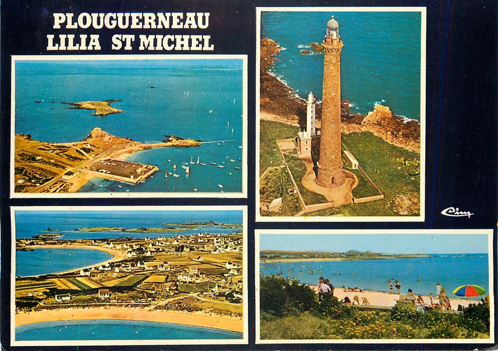 PLOUGUERNEAU - LILIA ST MICHEL — vista aérea, farol, praia, editor Cinq - Frente