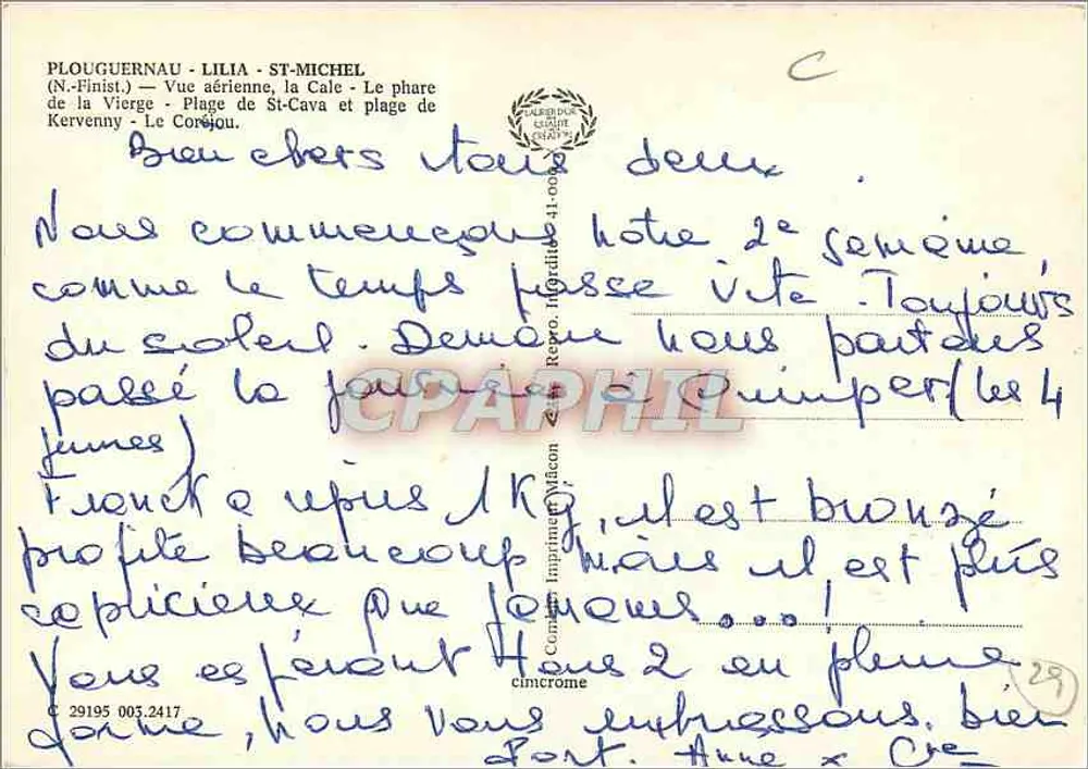 PLOUGUERNEAU - LILIA ST MICHEL — vista aérea, farol, praia, editor Cinq - Verso