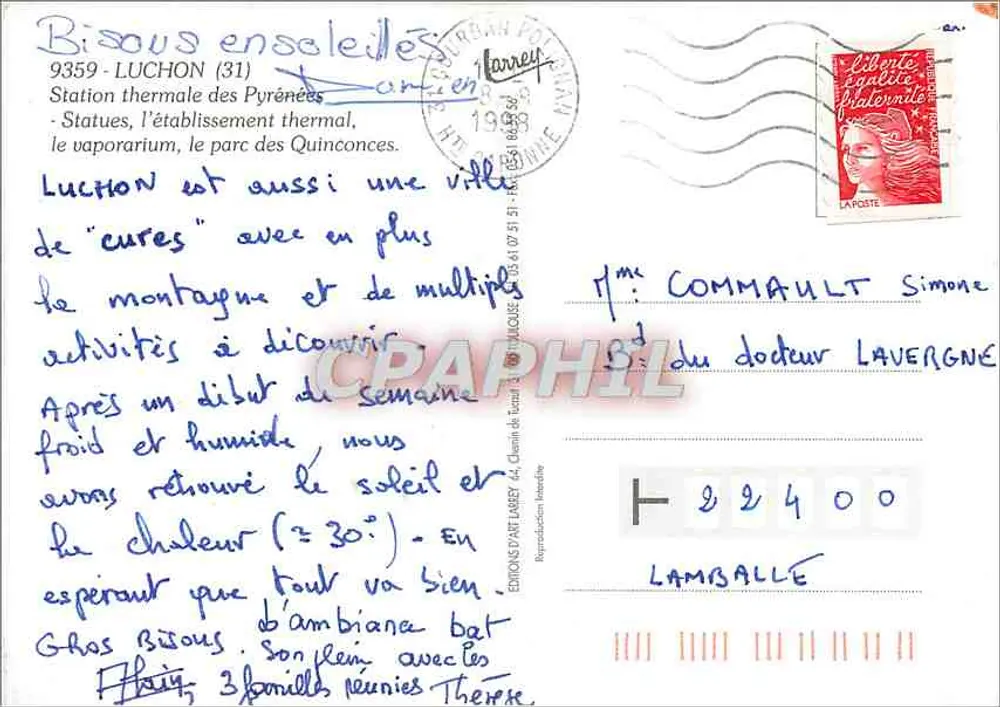 Luchon — Estação termal das Pirineus — Éditions d'Art Larrey - Verso