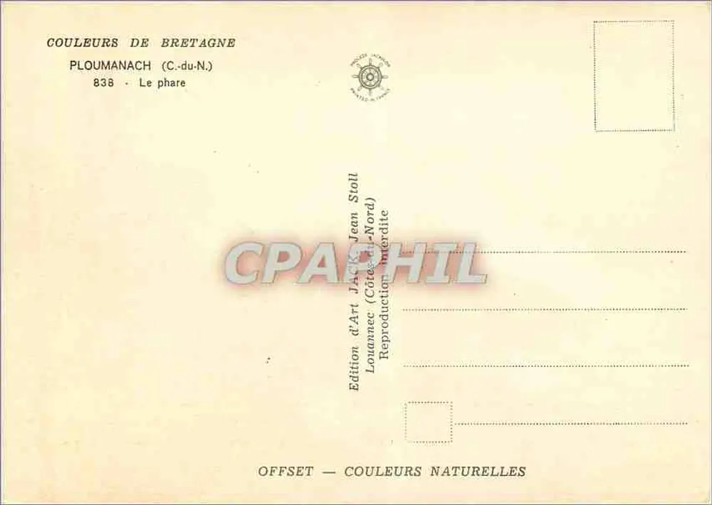 P loumanach — O farol — Edição de Arte Jack, Louanne (Côtes-du-Nord) n°838 - Verso