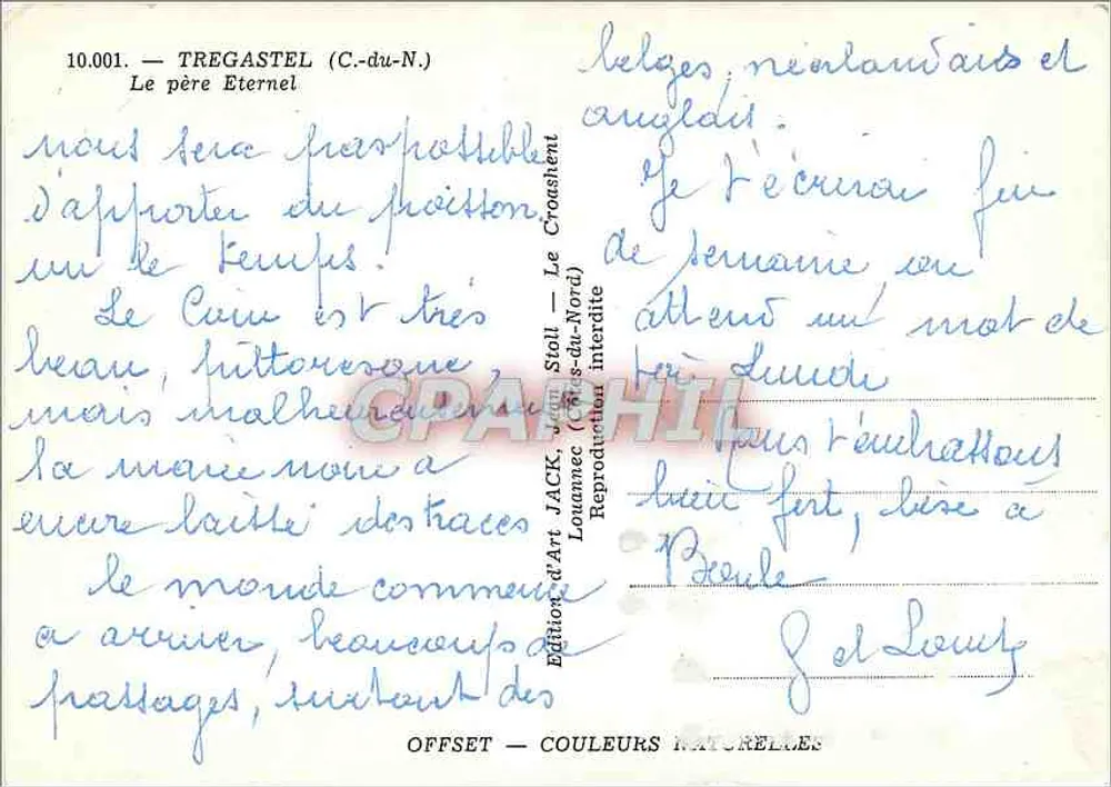 Tregastel (C.-du-N.) — O Pai Eterno — Edição de Arte Jack, Louvencourt - Verso