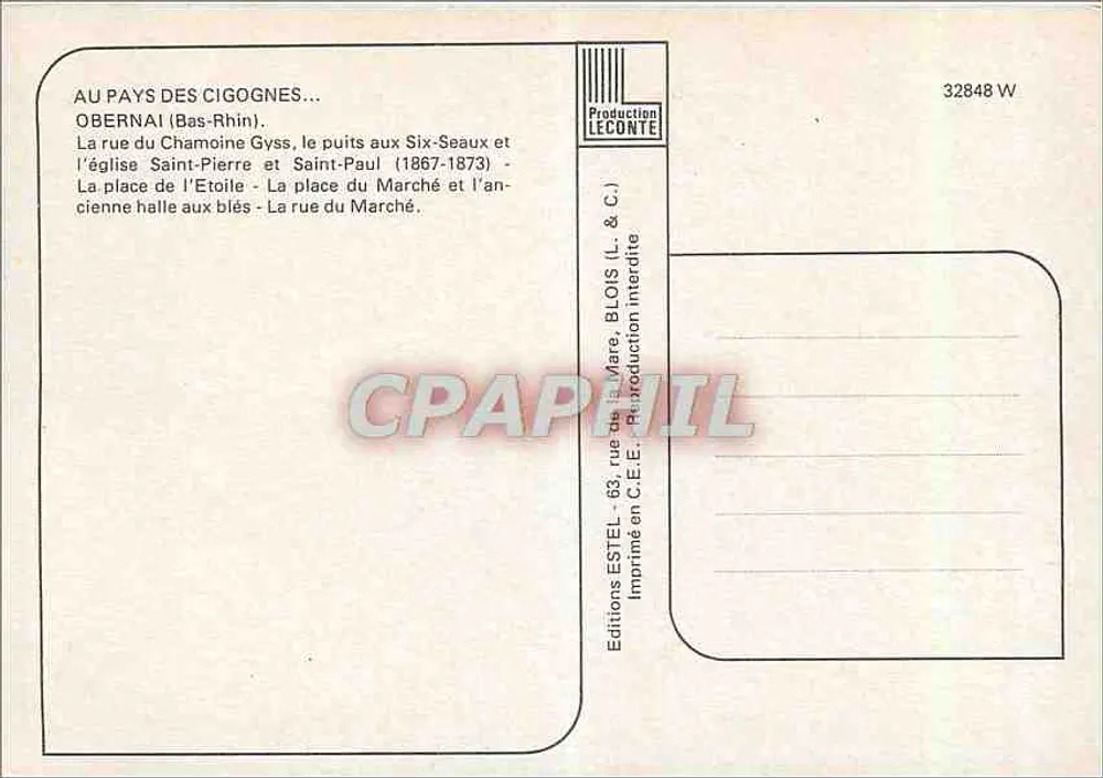 ओबर्नाई - सेंट ओडिल के शहर — एडिशन एस्टेल & सी, नंबर 32848 W - पीछे