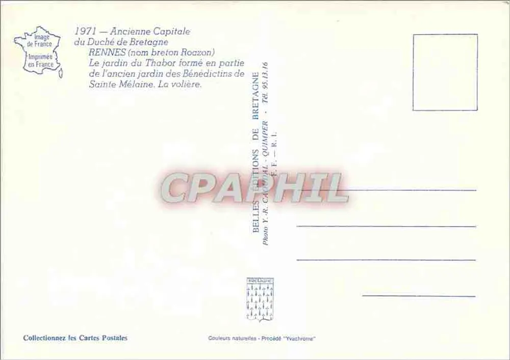 Ogród Thabor — Rennes (bretoński nazwa Roazhon) — Piękne Wydawnictwo Bretanii - Rewers