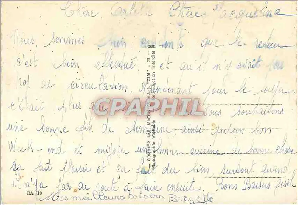 Carta postal humorística sobre a condução — Graphin, n° 10 - Verso
