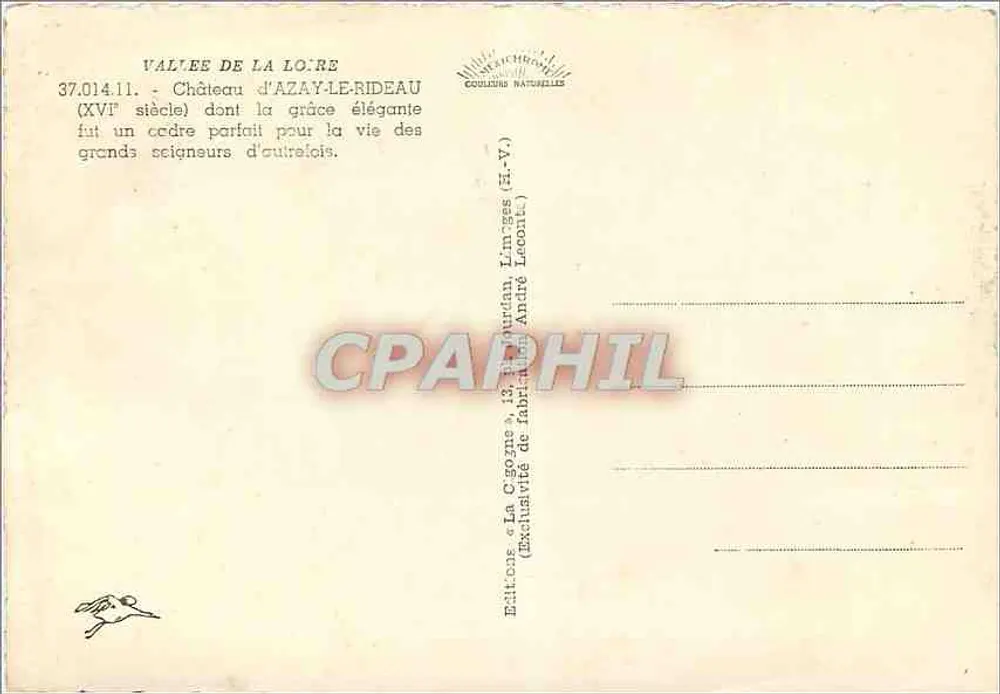 Castillo de Azay-le-Rideau — siglo XVI — La Cigogne - Reverso