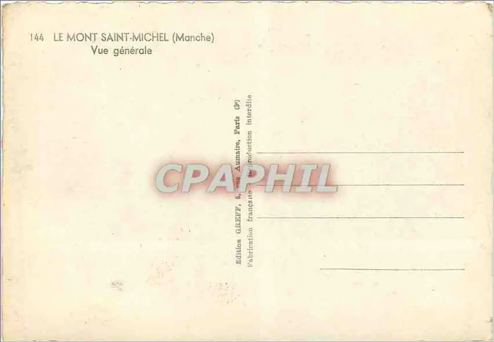 Mont Saint-Michel — Algemene uitzicht — Edities Groff, Parijs - Achterkant