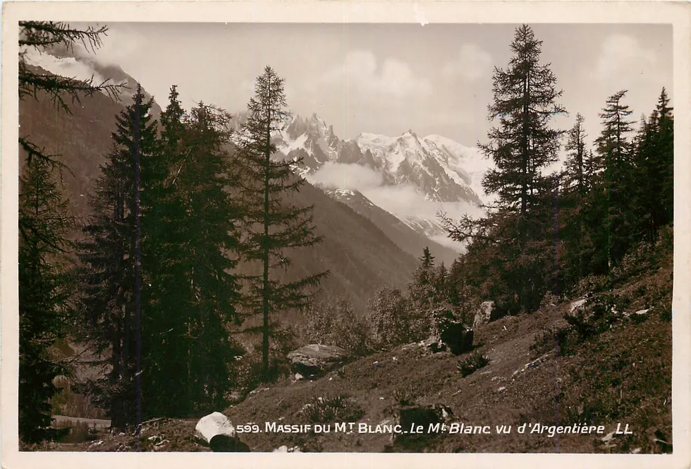 Massif do Monte Branco — O Monte Branco visto de Argentière — LL, n° 599 - Frente