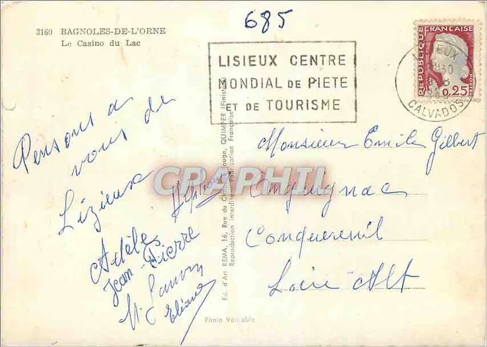 Il Casinò del Lago — Bagnolles-de-l'Orne — Editore Rêma, n°685 - Verso
