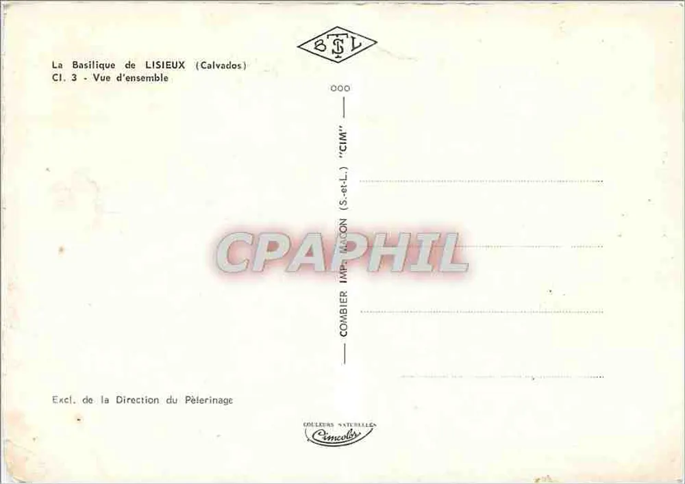 Basílica de Lisieux — Vista geral — Editor Combiérier, n° CI.3 - Verso