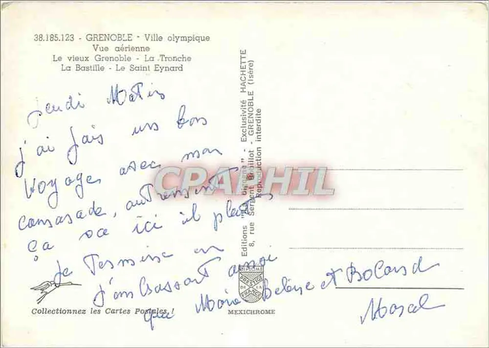 Grenoble — Olympische Stadt — Luftbild — Éditions Hachette (Serie) - Rückseite