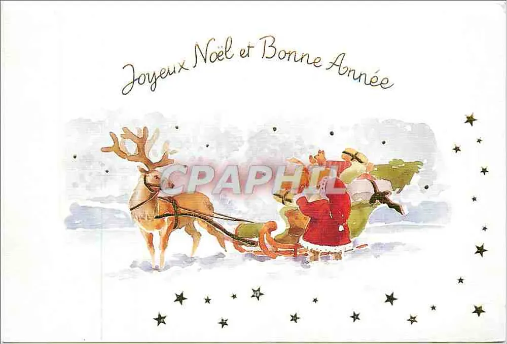 Santa e rena — cena de Natal — edição A.P.B.R. Strasbourg - Frente
