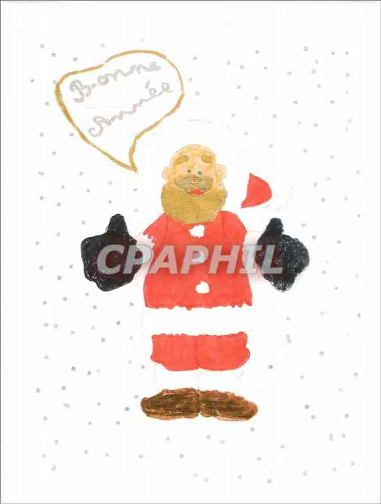Papai Noel — cartão de boas-vindas — realizada por Florian, 9 anos, para a APF - Frente