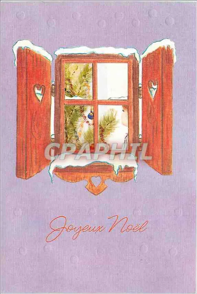 Janela nevada — Natal — Original pequeno com a boca por B. Peardon, N° B 27 « Momentos doces » - Frente