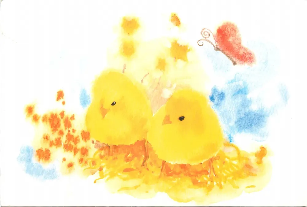 Zwei Küken — Aquarell — Villages du Monde pour Enfants - Vorderseite