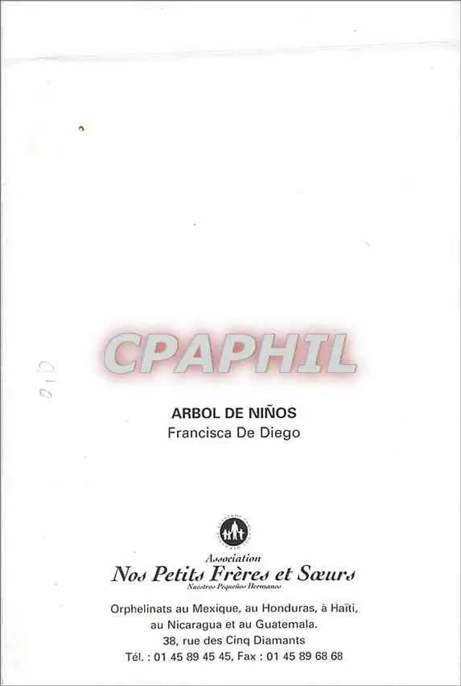 Niños formando un árbol de Navidad — ilustración de Félix Diego, 1996 — editor no visible - Reverso