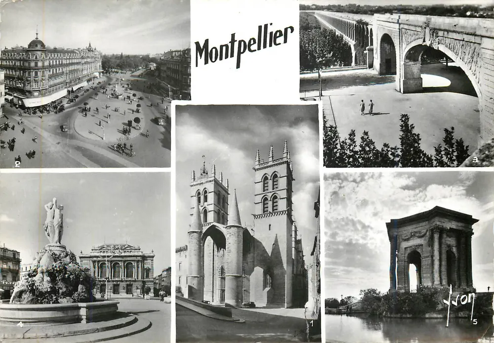 Montpellier — vista panorâmica e monumentos — Edições Yvon - Frente
