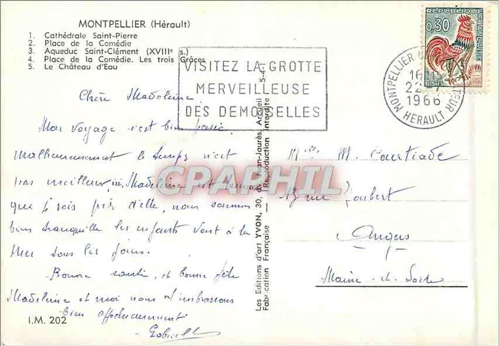 Montpellier — vista panorâmica e monumentos — Edições Yvon - Verso