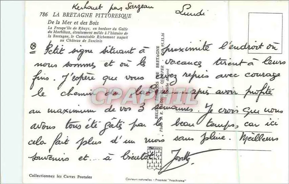 Presqu'île de Rhuys — Karta pocztowa panoramiczna — Wydawca: Billions & Cie, nr 786 - Rewers